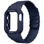 Apple Watch Uyumlu Airbag Tasarımlı Kasa Koruyuculu Silikon Kordon – Midnight Blue
