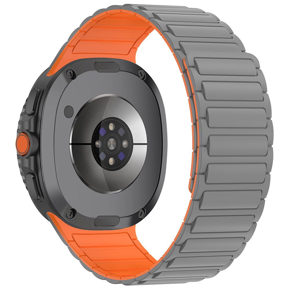 Galaxy Watch 8 Uyumlu Silikon Kordon – Gri-Turuncu