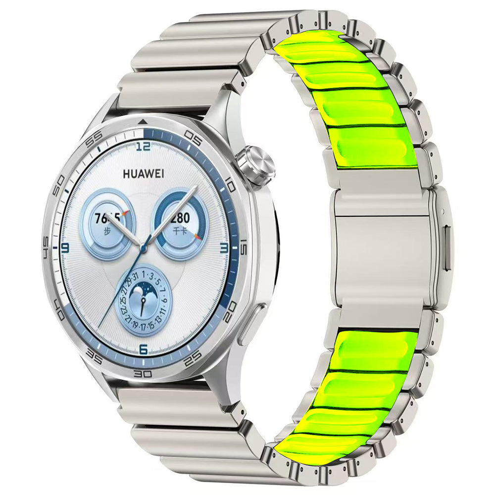 22mm Metal Silikon Akıllı Saat Kordonu – Gümüş-Yeşil
