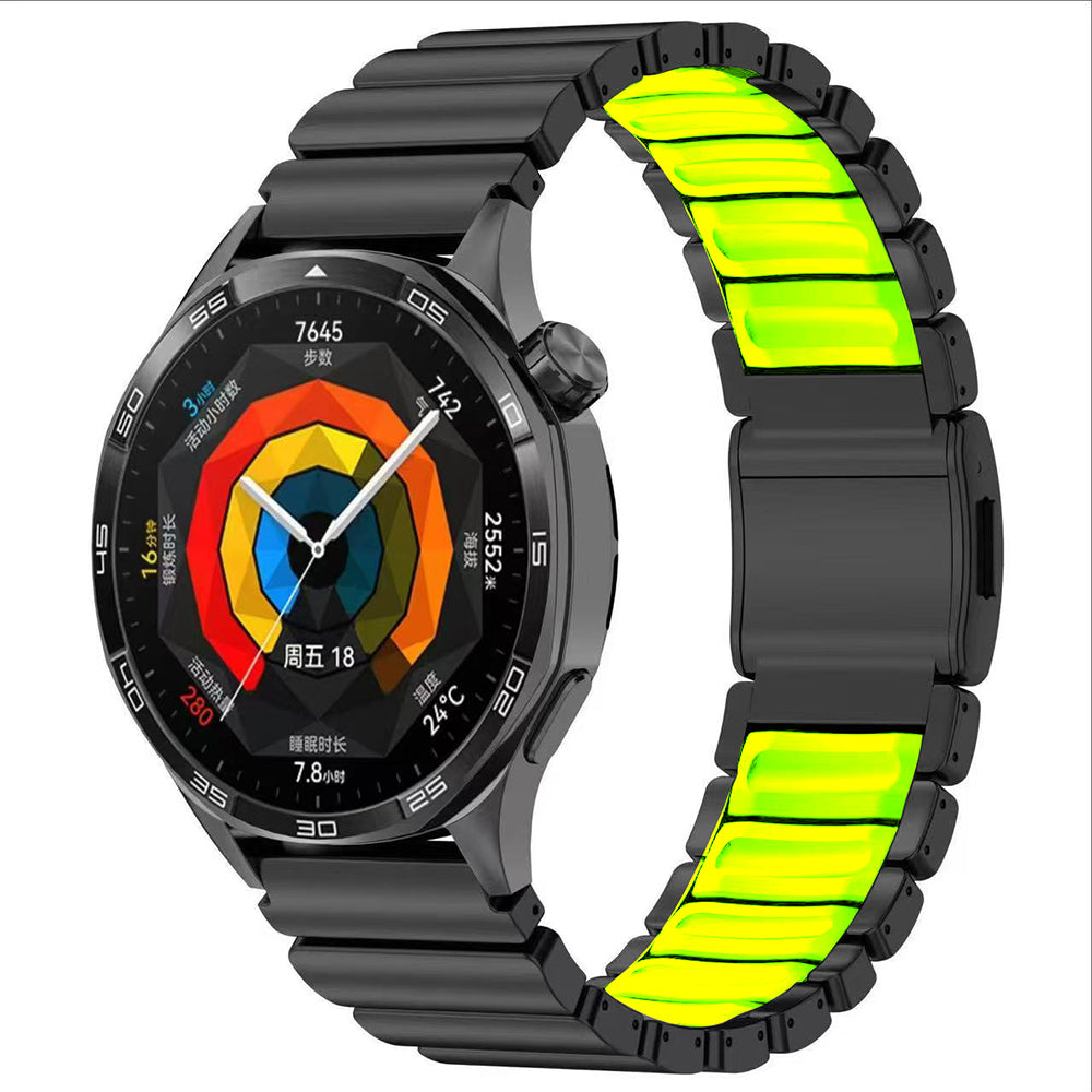 22mm Metal Silikon Akıllı Saat Kordonu – Siyah-Yeşil