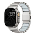 Apple Watch Uyumlu Metal Silikon Kordon – Gümüş-Mavi