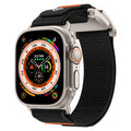 Apple Watch Uyumlu Naylon Kumaş Hasır Örgülü Kordon – Gri-Siyah