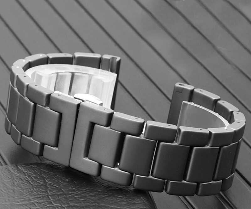 20mm Mat Seramik Metal Akıllı Saat Kordonu – Siyah
