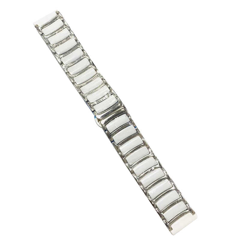 20mm Seramik Metal Akıllı Saat Kordonu – Beyaz-Gümüş