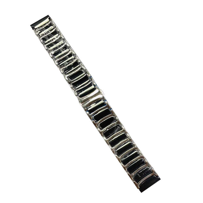 20mm Seramik Metal Akıllı Saat Kordonu – Siyah-Gümüş