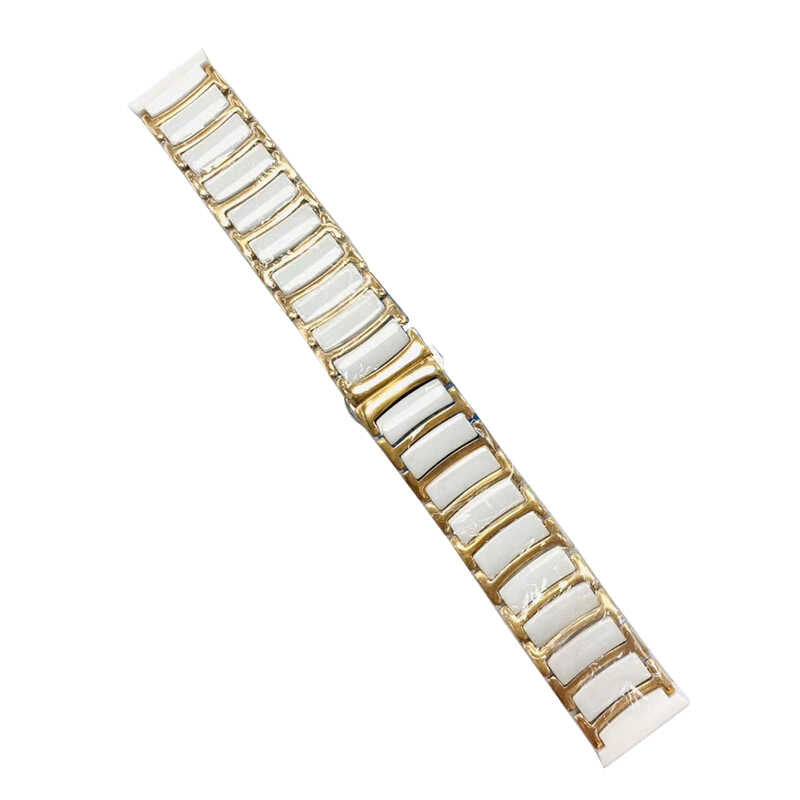 22mm Seramik Metal Akıllı Saat Kordonu – Beyaz-Gold